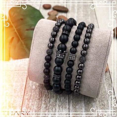 Men Beaded Bracelet Ideas, Handmade Bracelets For Men, Men Beaded Bracelet, Concrete Necklace, Black Beaded Bracelet, Mens Beaded Necklaces, Waist Jewelry, Men Bracelets, Black Beaded Bracelets