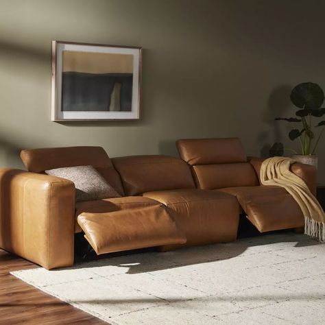 Radley Power Recliner 3-Piece Sectional Sonoma Butterscotch Four Hands 3 Piece Sectional Sofa, Top Grain Leather Sofa, 3 Piece Sofa, The Push, Power Reclining Sofa, 3 Piece Sectional, Leather Recliner, Leather Sectional, Modern Furniture Living Room