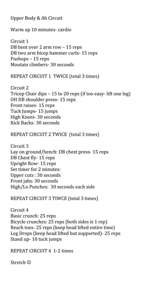 upper body & abs circuit by mandy #workout Upper Body Conditioning Workout, Upper Body Circuit Workout Weights, Upper Body Bootcamp Workout, Abs Circuit Workout Gym, Hiit Upper Body Workout, Core And Upper Body Workout, Upper Body Circuit Workout, Abs Circuit Workout, Upper Body And Core Workout