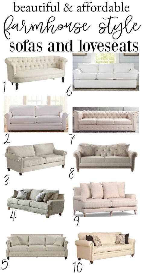 Affordable Farmhouse Style Sofas Salon Farmhouse, Farmhouse Sofas, Capitone Sofa, Farmhouse Couch, Discount Sofas, Affordable Farmhouse, Farmhouse Sofa, Tufted Furniture, Farmhouse Living Room Furniture