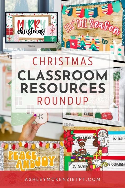 Christmas Classroom Resources Roundup Seasonal Bulletin Boards, Classroom Christmas Activities, Ashley Mckenzie, Colorful Bulletin Boards, Christmas Bulletin Boards, Christmas Bulletin Board, Social Studies Curriculum, Christmas Bulletin, Christmas Classroom