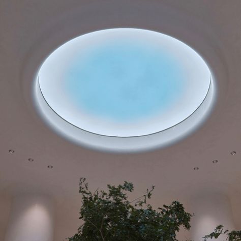 Circle Skylight Architecture, Circle Ceiling Light, Circle Skylight, Circle Ceiling Design, Skylight Architecture, Hype Store, Skylight Glass, Circle Window, Waterfall Lights