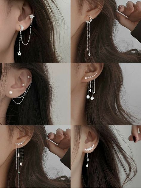 Piercing Designs, Earring Cuff Chain, Ethereal Jewelry, Types Of Ear Piercings, Neck Pieces Jewelry, Cool Ear Piercings, Pretty Ear Piercings, Fancy Jewelry Necklace, Pretty Jewelry Necklaces