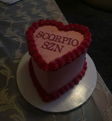 Heart Shaped Scorpio Cake, Horoscope Birthday Cake, Scorpio Cake Birthdays Aesthetic, Scorpio Cakes Ideas, Scorpio Birthday Cake Ideas, Scorpio Bday Cakes, Scorpio Cupcakes, Scorpio Heart Cake, Pisces Szn Cake