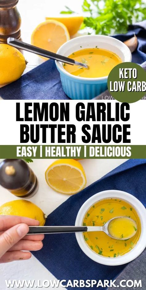 Lemon Sauce For Fish, Keto Dips, Flavored Butter Recipes, Lemon Garlic Butter Sauce, Honey Butter Recipe, Lemon Garlic Sauce, Sauce For Salmon, Homemade Condiments, Flavored Butter