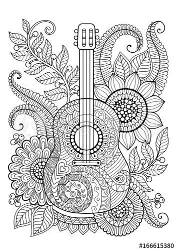 Modele Zentangle, Design Mandala, صفحات التلوين, Illustration Blume, Flowers Illustration, Doodle Art Drawing, Music Coloring, Free Adult Coloring Pages, Mandala Art Lesson