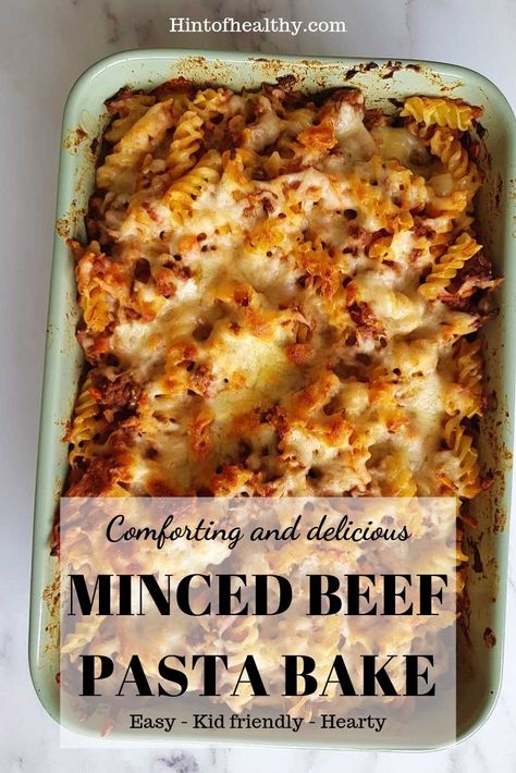 Minced beef pasta bake | Hint of Healthy Meal Ideas With Minced Beef, What To Cook With Minced Beef, Cooked Minced Beef Recipes, Ideas With Minced Meat, Minced Meat Pasta Recipes, Quick Meals With Minced Beef, Meals Using Minced Beef, Minced Beef And Pasta Recipes, Pasta Minced Meat