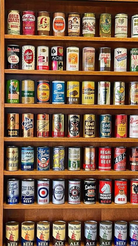 Can Collection, Bar Renovation, Beer Can Collection, Midcentury Bar, Beer Collection, House Bar, Ale Beer, Shop Projects, Beer Cans