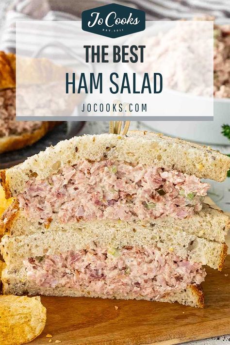 Whip up this Easy Ham Salad for a quick, delicious lunch! Perfect in sandwiches, wraps, or as a dip. #HamSalad #EasyRecipes Ham Salad Recipe Pioneer Woman, Ham Spread Recipe, Easy Ham Salad, Recipe With Ham, Ham Salad Recipe, Ham Salad Sandwich, Fun Lunches, Ham Salad Recipes, Ham Dishes