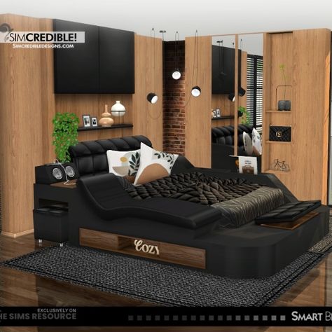 Bringing to your sims a comfortable bed station you can customize as you wish. Along with the bed itself and tables, you can get loveseat [looking like loungers] and there are also functional bookshelf and stereo to help making your sims more relaxed ^^ by SIMcredibledesigns.com

available exclusively at TSR Sims 4 Cc Black Bedroom, Sims 4 Cc Mens Furniture, Sims 4 Cc Bed Functional, Sims 4 Loveseat Cc, Sims 4 Cc Furniture Bedrooms Functional, Sims 4 Cc Furniture Functional Tv, Sims 4 Cc Male Room, Sims 4 Cc Male Bedroom, Sims 4 King Size Bed Cc