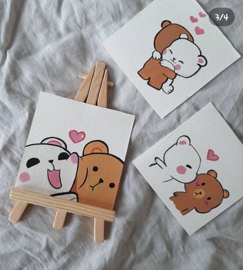 Cute Easy Paintings, Easy Love Drawings, Small Canvas Paintings, Cute Canvas Paintings, Easy Canvas Art, Canvas Painting Designs, Cute Paintings, Cute Canvas, Cute Doodles Drawings