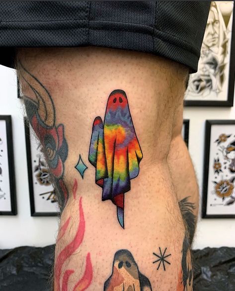 Colorful Tattoo, Hippie Tattoo, Ghost Tattoo, Tatuaje A Color, Cute Tiny Tattoos, Large Tattoos, Dream Tattoos, Dope Tattoos, Creative Tattoos