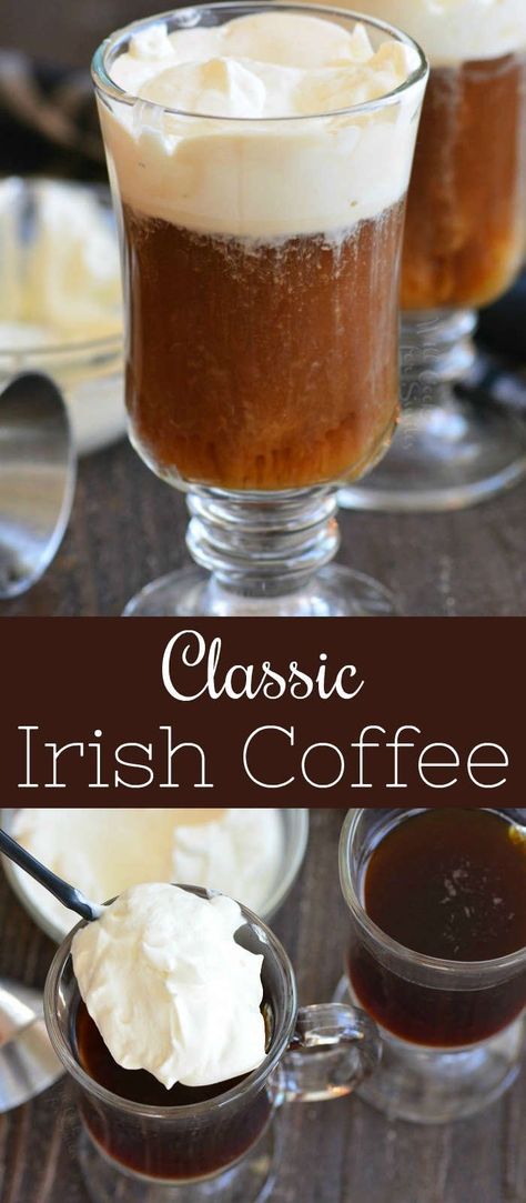 Irish Coffee collage Warm Cocktails, Irish Coffee Recipe, Nutella Hot Chocolate, Raspberry Mojito, Hot Cocktails, Cocktail Coffee, Best Cocktail Recipes, Sweet Coffee, Food Stamps