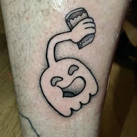 Hi Five Ghost Tattoo, Easy Men Tattoo Ideas, Regular Show Matching Tattoos, High Five Ghost Tattoo, Regular Show Tattoo Ideas, High Five Ghost, Show Tattoo Ideas, Fallout 4 Tattoos, Regular Show Tattoo