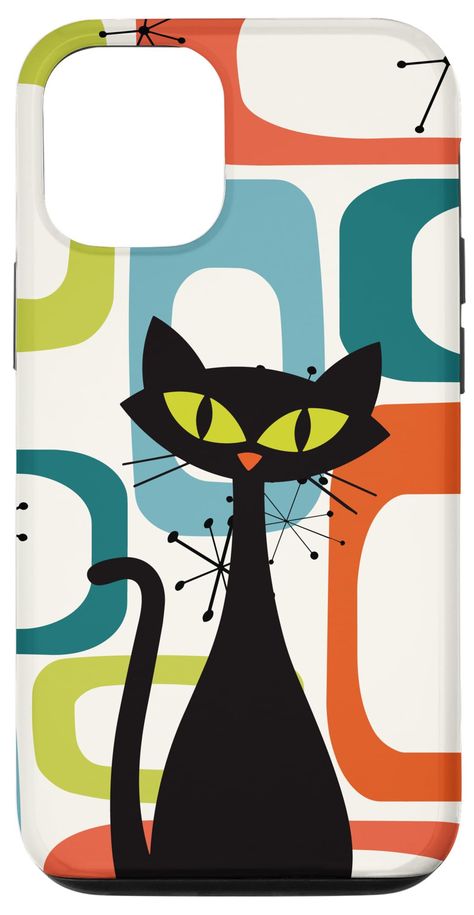 PRICES MAY VARY. Mid-Century Modern Atomic Cats 50s 60s Style. Mid-Century Modern Atomic Cats 50s 60s Style Cute cats in a mid-mod style. Two-part protective case made from a premium scratch-resistant polycarbonate shell and shock absorbent TPU liner protects against drops Printed in the USA Easy installation Tennis Sculpture, Art Deco Cat, Mcm Atomic, Atomic Cat, Cats Rule, Mid Century Modern Patterns, 60s Style, Mod Style, Buy Iphone