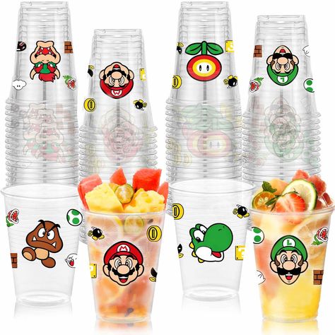 PRICES MAY VARY. 【Mario Party Supplies】The package includes 40 pcs disposable Mario plastic cups（12 oz）.Make your Mario party sparkle while being practical. 【High Quality】Our Mario drinking cups are made of high quality safe plastic, washable,reliable,strong and durable,BPA FREE, Disposable and printed clear beautiful pattern.The whole family can use it with confidence.（Please note: Do not inject hot water.） 【Unique Design】 Mario plastic cups are specially designed for Mario activities. The logo Mario Party Drinks, Super Mario Bros Birthday Party Ideas, Mario Themed Snacks, Mario Activities, Mario Party Food, Super Mario Party Food, Super Mario Bros Party Ideas, Mario Bros Birthday Party Ideas, Super Mario Bros Birthday Party