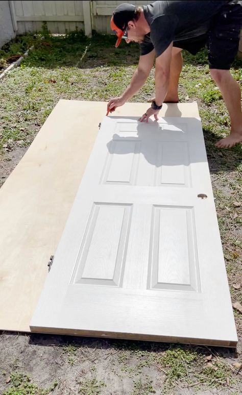 Cheap and Easy DIY Farmhouse Door - Beauty Within Home Change Doors In House, How To Upgrade Builder Grade Doors, Old Bedroom Door Makeover, Inside Door Makeover, Update A Door, Farmhouse Entrance Door, Beadboard Door Makeover, Resurface Interior Doors, How To Upgrade Interior Doors