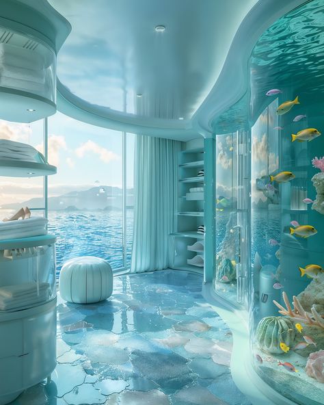 🌊✨ Dive into Frutiger Aero Aquacore Living: Where Future Meets Ocean Vibes 🏠🐠 [AI] #frutigeraero #interiordesign #apartmentgoals #oceantheme #futuristicdesign #homedecorinspo #beachvibes #modernliving #apartmenttherapy #coastalinterior #homeinspo #blueaesthetic #decorideas #underwatertheme #apartmentlife #oceaninspired #futuristicinterior #homedesign #apartmentinspo #coastalliving #interiorstyle #aquaticdesign #homesweethome #modernhome #bluedecor #apartmentdecor #oceanvibes #futuristicstyle ... Decorating Small Kitchen, Bubble Gum Machine Craft, Underwater Room, Aquarium Pictures, Florida Mansion, Coastal Bedroom Decorating, Underwater Theme, Frutiger Aero, Futuristic Interior