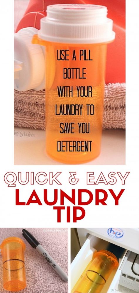 Are you going through liquid laundry soap too fast? Use this easy laundry tip to save you liquid laundry detergent and time. All you need is a pill bottle! Laundry Detergent Dispenser Ideas, Simple Laundry Detergent, Liquid Laundry Detergent Dispenser, Laundry Soap Container, Laundry Detergent Storage, Laundry Soap Dispenser, Detergent Storage, Laundry Help, Laundry Detergent Bottles