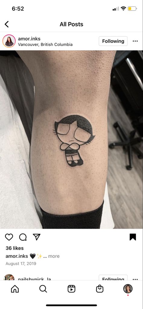 Buttercup Tattoo Powerpuff Black And White, Buttercup Powerpuff Tattoo, Buttercup Tattoo Powerpuff, Powerpuff Tattoo, Buttercup Tattoo, Girl Neck Tattoos, Bow Tattoo, Powerpuff Girl, Power Puff