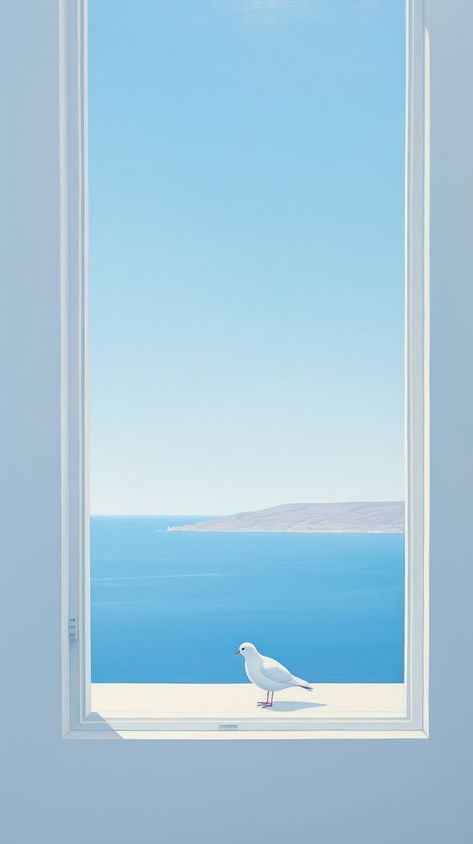 A white dove outside the window with seascape background windowsill seagull nature.  | premium image by rawpixel.com / Sakarin Sukmanatham Beach Blue Wallpaper, Working Wallpaper, Seagull Wallpaper, Wallpaper Aesthetic Beach, Pretty Wallpapers Backgrounds Aesthetic, Iphone Wallpaper Beach, Nature Aesthetic Wallpaper, Window Wallpaper, Beach Wallpaper Iphone