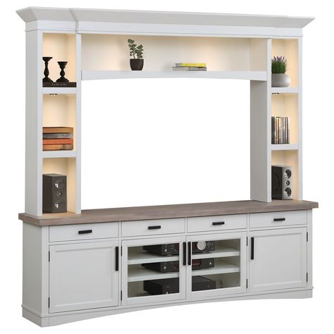 Americana Modern Entertainment Wall Unit by Parker House at Westrich Furniture Tv Stand For Sale, News Logo, Entertainment Wall Units, Coastal House, Apartment Makeover, Farmhouse Decorating, Entertainment Wall, Shelves Storage, Parker House