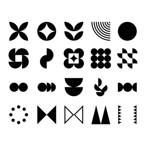 abstract geometric icon set collection in a simple style for element decoration. random shape of icon elements to create any design. Creative Geometric Shapes, Abstract Icons Design, Simple Shape Pattern, Geometric Shapes Design Graphics, Abstract Elements Design, Logo In Shape, Shape For Design, Geometric Elements Design, Geometric Shapes Branding