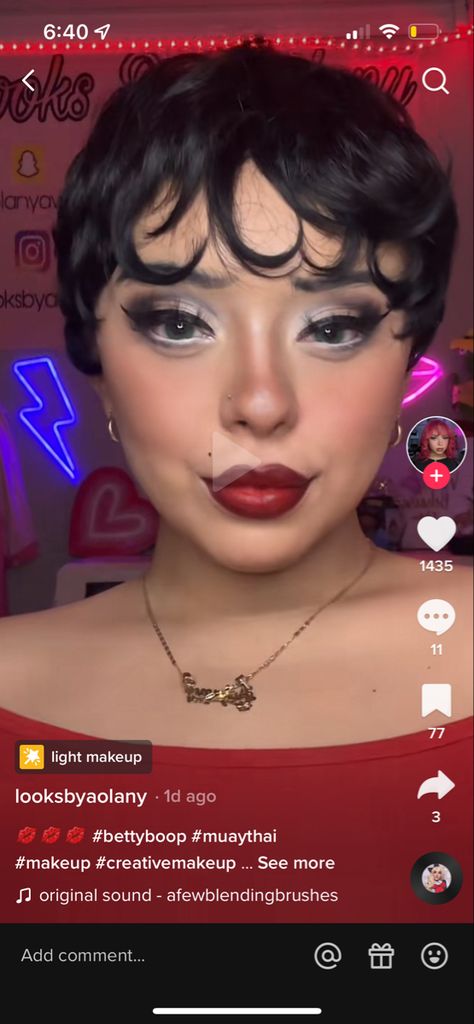 Betty Bop Hairstyle, Betty Boop Makeup Halloween, Betty Boop Halloween Makeup, Betty Boop Inspired Makeup, Short Hair Halloween Costumes Ideas, Betty Boop Inspired Hair, Betty Boop Makeup Tutorial, Betty Boop Hair Tutorial, Betty Boop Hairstyle Long Hair