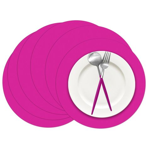 PRICES MAY VARY. What you get: 100 pieces of hot pink paper placemats in the diameter of 14 inch, sufficient quantities and specific color that can meet your various dining table decoration needs Hot pink decor: our paper placemats are printed in hot pink color, which is fantastic and full of exquisite feeling, easy to match hot pink themed parties and events, will add a lively touch to your dining table Material: these round disposable table mats are mainly made of quality paper materials, dura Shades Of Pink Table Setting, Brunch Decorations Table, Pink Birthday Party Decor, Placemats For Wedding, Hot Pink Birthday Party, Pink Table Settings, Hot Pink Decor, Hot Pink Birthday, Decorative Placemats