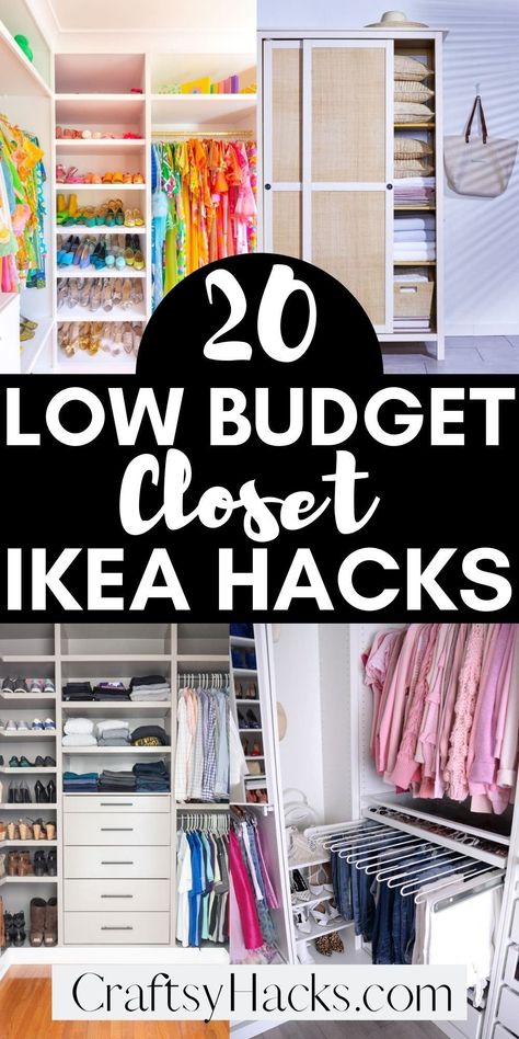 Closet Organization Solutions, Small Closet Hacks, Ikea Closet Hack, Ikea Organization Hacks, Ikea Desk Hack, Storage Hacks Diy, Best Ikea Hacks, Ikea Closet, Closet Hacks