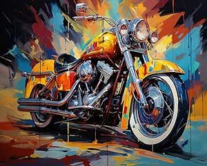 Motorcycle Painting Acrylic, Cars Mural, Motorcycle Art Painting, Harley Davidson Painting, Diy Canvas Painting, Motorcycle Wall Art, Motorcycle Diy, Diy Paint By Numbers, Motorcycle Artwork