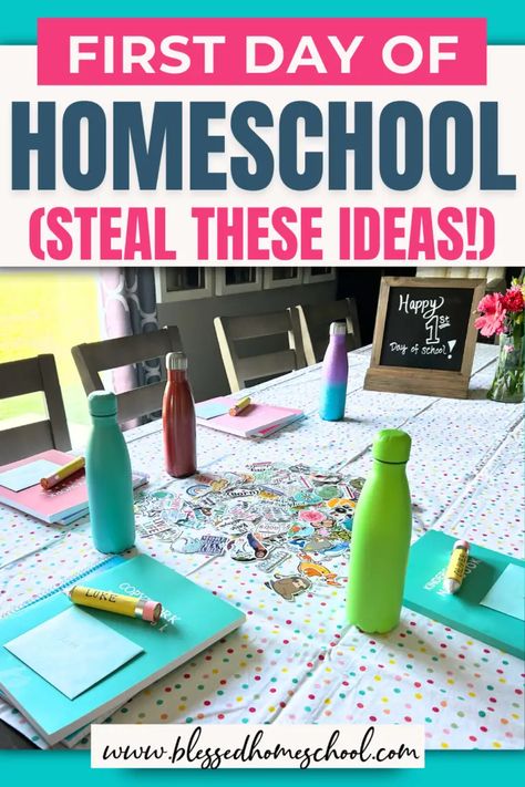 First Day of Homeschool Traditions {You'll Want to Steal These!} First Day Of Homeschool Decorations, First Day Of Homeschool Traditions, First Day Of Homeschool Pictures, Homeschool First Day Of School Ideas, First Day Of School Table, 1st Day Of Homeschool, First Day Of Homeschool Ideas, Homeschool First Day, First Day First Grade