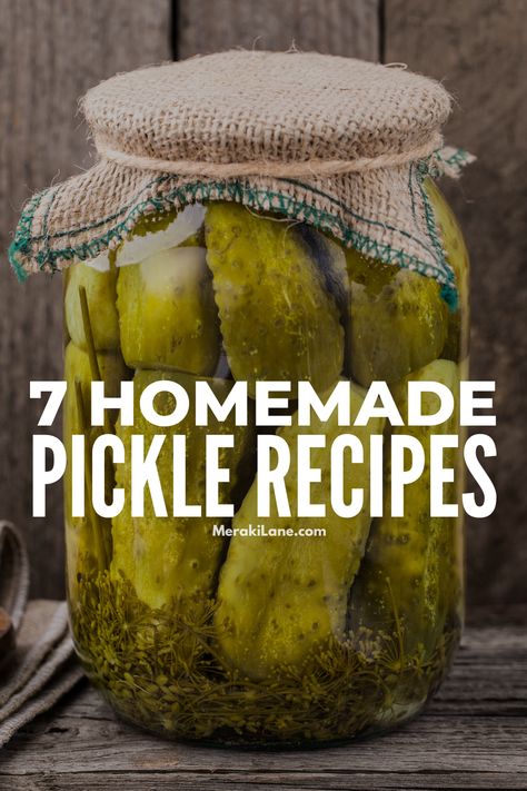 How to Make Homemade Pickles: 15 Tips and Recipes | If you love pickles and pickle juice, we're sharing the best pickle making tips and essentials, and we've also curated easy homemade recipes that wow. Whether you prefer basic pickles, dill pickles, bread and butter pickles, or want a Claussen pickle copycat recipe, we have you covered. And if you're short on time, we've include a recipe that only takes 5 minutes to prep! Canning pickles has never been easier! Homemade Pickle Juice Recipe, Pickle Juice Recipe, Types Of Pickles, Making Dill Pickles, Homemade Pickles Dill, Pickle Recipes Homemade, Bread And Butter Pickles, Dill Pickle Recipe, Pickle Recipes