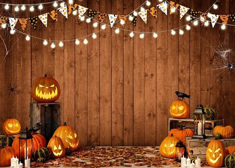 Amazon.com : LYCGS 8X6FT Halloween Background Halloween Themed Pumpkin Lantern Photography Backdrop Rustic Wood Background Spider Web Horror Nightmare Party Decoration X-54 : Electronics Halloween Party Background, Web Horror, Lantern Photography, Background Halloween, Rustic Wood Background, Pumpkin Lantern, Halloween Backdrop, Halloween Background, Photography Decor