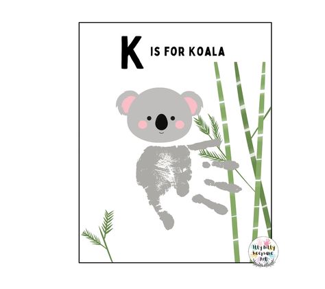 Letter K Handprint Craft Art Printable Template / Alphabet Crafts Letter K Handprint Craft, K Is For Koala, Handprint Template, Template Craft, Add Kids, Fall Artwork, K Crafts, Preschool Activities Toddler, Craft Images