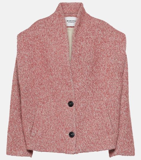 Drogo Boucle Jacket in Pink - Marant Etoile | Mytheresa Parisian Elegance, Coat Of Many Colors, Boucle Coat, Elegant Outfit Classy, Boucle Jacket, Wool Blend Jacket, Red Outfit, Alpaca Wool, Business Casual Outfits