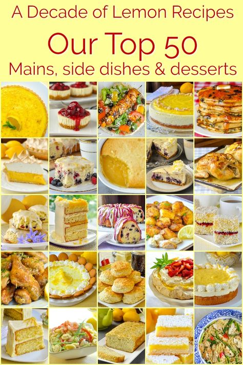 Best Lemon Recipes. A countdown of the 50 most popular sweet and savoury lemon recipes here on Rock Recipes over the past decade. #emonrecipes #mealplanning #mealprep #maindishes #sidedishes #appetizers #desserts #brunch Poppy Seed Loaf, Lemon Poppy Seed Loaf, Lemon Shrimp Pasta, Lemon Raspberry Cheesecake, Seed Loaf, Mini Lemon Cheesecakes, Lemon Blueberry Cheesecake, Lemon Pudding Cake, Lemon Bars Easy