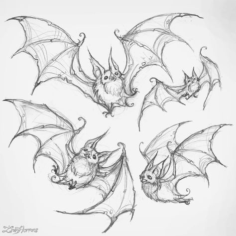 Bat Sketch, Pencil Drawing Ideas, Tier Tattoo, Drawing Patterns, Bat Art, Bat Tattoo, Kunst Inspiration, Drawing Faces, Cute Bat