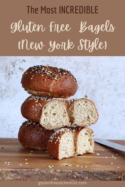 Perfectly chewy but soft Gluten Free Bagels (New York Style). Properly boiled and baked for a traditional texture. (Optional #vegan) #bagel #newyorkbagel #glutenfree #bread #dairyfree #eggfree #breakfast #brunch #lunch  via @gfalchemist Glutenfree Bread, Vegan Bagel, Yeast Free Breads, Gluten Free Bagels, New York Bagel, Gluten Free Travel, Sugar Free Sweets, Gluten Free Recipes Bread, Wheat Free Recipes