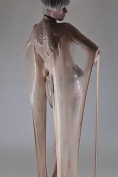 Lucy Mcrae and Bart Hess - Google Search Food And Sexuality, Body Extension Art, Distorted Body, Lucy Mcrae, Bart Hess, Latex Skirt, Innovative Materials, Sculptural Fashion, Under The Skin