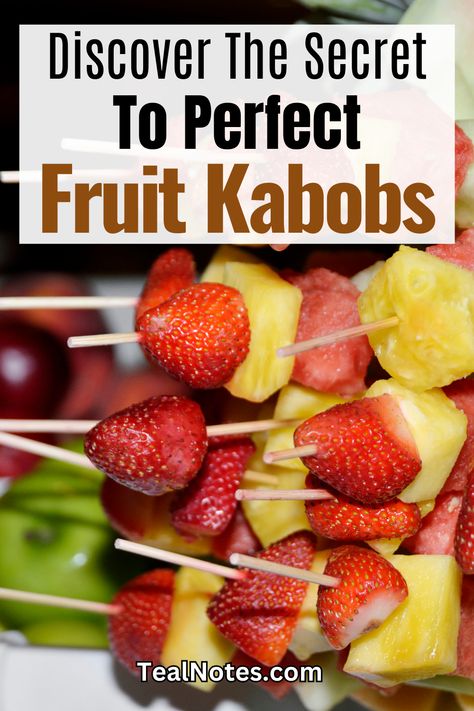 Fruit Skewer Turkey, Party Fruit Kabobs, Fruit Skewers Christmas, Christmas Fruit Kabob, Cute Fruit Appetizers, How To Make Fruit Kabobs Skewers, Small Fruit Kabobs, Luau Fruit Kabobs, Cute Fruit Kabob Ideas