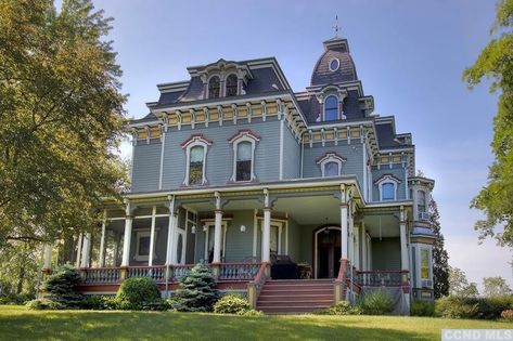 Second Empire Victorian with Seven Bedrooms, In-Ground Pool Second Empire House, Abandoned Mansion For Sale, Empire House, Hudson New York, Historical Homes, Hudson Homes, Abandoned Mansion, Hudson Ny, Country Retreat