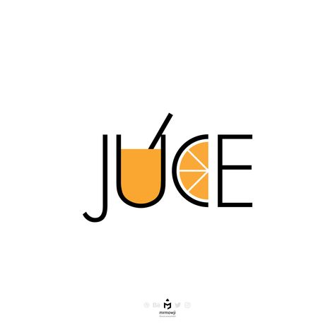 Drink Logos Design, Smoothie Logo Design Ideas, Typography Logo Design Ideas, Orange Logo Design Ideas, Juice Typography, Smoothie Logo Design, Word Design Typography, Juice Shop Logo, Juice Brand Logo