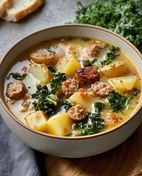 Sausage, Potato, and Kale Soup - Luna Recipe Chorizo Kale Soup, Kale Potato Sausage Soup, Sausage Kale Potato Soup, Kale Sweet Potato Soup, Kale And Sausage Soup, Kale Sausage Soup, Potato Sausage Soup, Chicken And Potato Soup, Sausage Potato Kale Soup