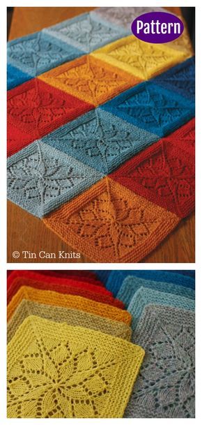 Knitted Squares Pattern, Knitted Blanket Squares, Knitting Squares, Knitting Blocking, Crocheted Afghans, Art Geek, Knitting Patterns Free Blanket, Lace Knitting Patterns, Knitted Afghans