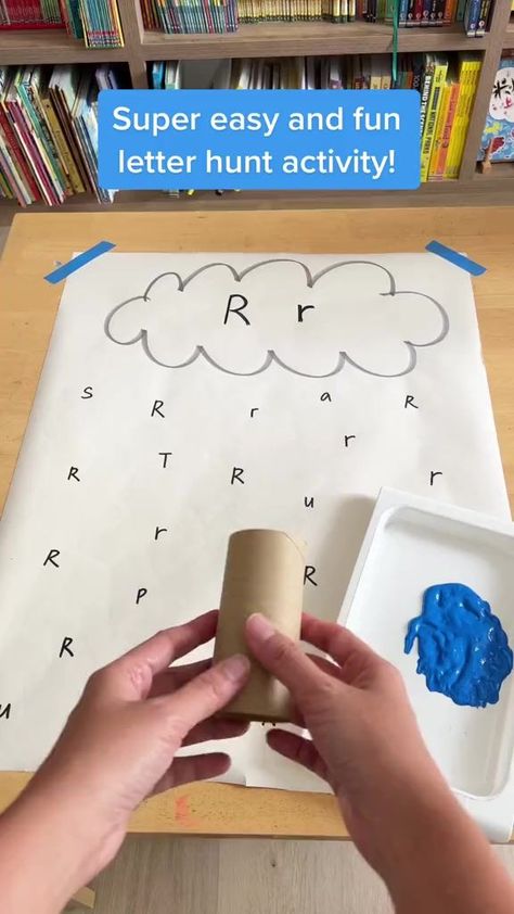 Don’t throw thah empty TP roll away yet! Use it for this super fun and easy letter hunt activity ! You can easily adapt this activity with other letters or sight words. 👉🏻 Recommended for 3 to 6 years old 👉🏻 For 3 to 4yo, use uppercase and lowercase letter R. 👉🏻 For 5 to 6yo, use simple sight words. ❤️ Love this activity? Please share this video with all your friends and follow our preschool facebook page for more fun easy learning activities for kids and information about teaching your pr Lowercase Alphabet Activities, Activities For Letter R Preschool, Learning Activities For 3-4 Yrs Old, The Letter R Crafts For Preschool, Letter R Sensory Activities, Letter R Prek Activities, Letter Hunt Activities, Recognising Letters Activities, Letter R Activity For Preschoolers