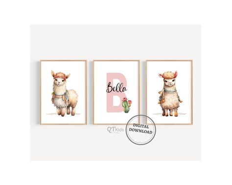 Personalized Alpaca Nursery Prints, Custom Baby Name Wall Art, Farm Alpaca Nursery Decor, Pink Girl Name Nursery Prints, DIGITAL DOWNLOAD Alpaca Nursery, Baby Name Wall Art, Nursery Decor Pink, Girl Name, Name Wall Art, Nursery Poster, Baby Name, Types Of Printer, Custom Baby