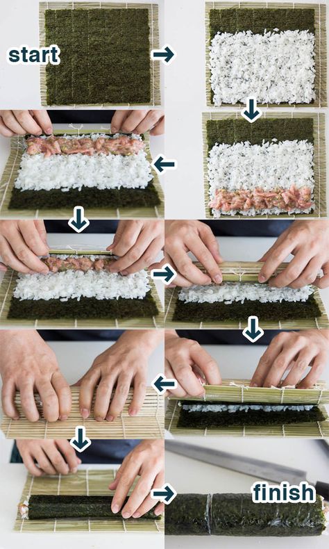 how to make hosomaki Resep Sushi, Make Your Own Sushi, Pollo Teriyaki, Sushi Recipes Homemade, Making Sushi, Dessert Sushi, Make Sushi, Sushi At Home, Pbs Food