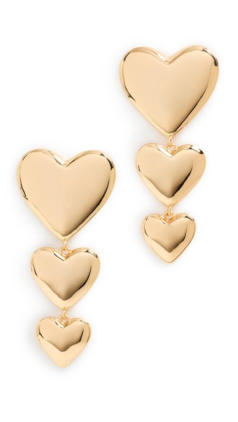 PRICES MAY VARY. Polished finish Length: 2in / 5cm Post closure Triple Graduated Heart Drop Stud Earrings Trending Earrings, Gold Heart Stud Earrings, Earring Inspo, Gold Heart Studs, Triple Heart, Stud Earrings Gold, Funky Earrings, Earring Trends, Heart Stud Earrings