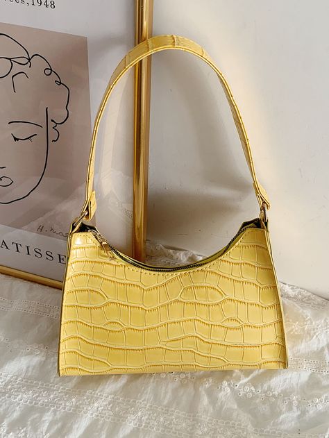 Aesthetic Bags, Baguette Bag, Pretty Bags, Cute Purses, Mellow Yellow, Cute Bags, Cow Print, Small Bags, Shoulder Bag Women